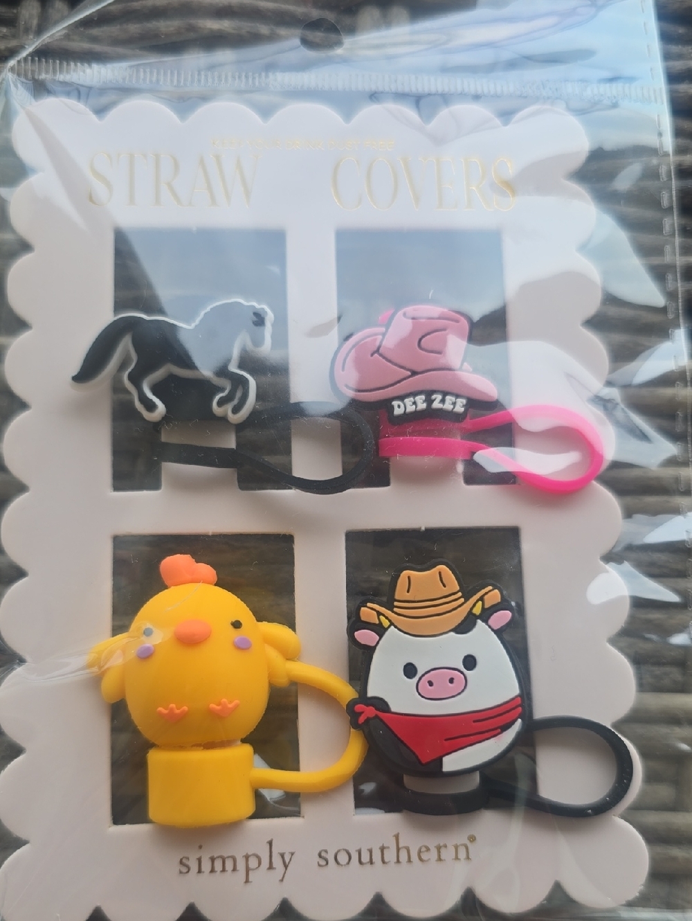 Simply Southern Cute Farm Animal Straw Covers (Set of 4), NWT